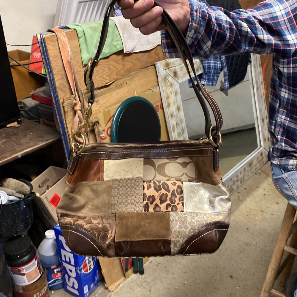 Coach leather and canvas tote